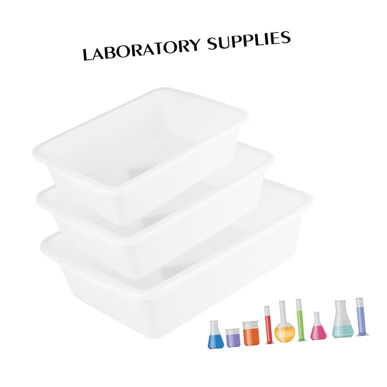 SOIMISS Vassoio per Reagenti in Plastica Bianco 3 Pezzi Resistente Agli Acidi Design Semplice Leggero e Compatto per Laboratorio di Chimica