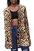 Shirt Cardigan for Women Printed Cardigan Leopard Coat Long Sleeve Open Front Cardigan Top w Pockets Brown
