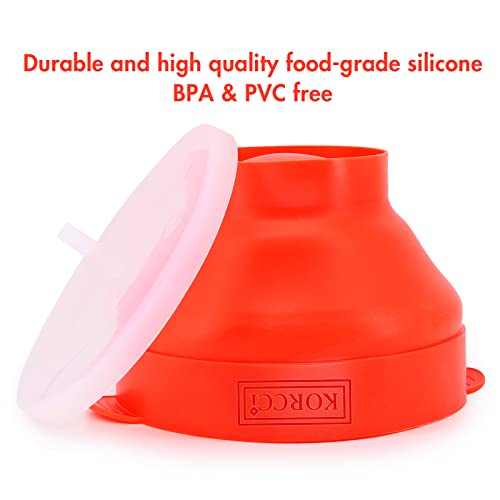 Image of The Original Korcci Microwaveable Silicone Popcorn Popper, Microwave Popcorn Popper, Collapsible Microwave Popcorn Maker Bowl, No Oil Required, Use In Microwave, Dishwasher Safe (Red)