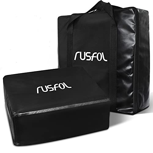 RUSFOL Upgraded 2 Pieces Heavy Duty Tabletop Cover and Carrying Bag, Fit for Blackstone 17 Griddle, 600D Canvas with PVC Coated Waterproof Carry Case, Easy Carrying & Storage