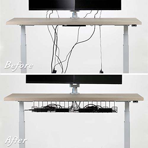 2 Packs Cable Management Tray, 14 inches Under Desk Cable Organizer for Wire Management, Heavy Metal Wire Cable Tray for Desks, Offices, and Kitchens (Gray) - Thumbnail 4