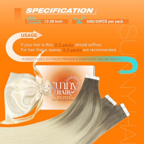 Image of Sunny Hair Tape in Hair Extensions Light Brown with Blonde Balayage
