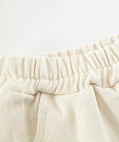 Toddler Kids Boys Girls Unisex Denim Trousers Ivory Beige 2-7 Years Pants 93