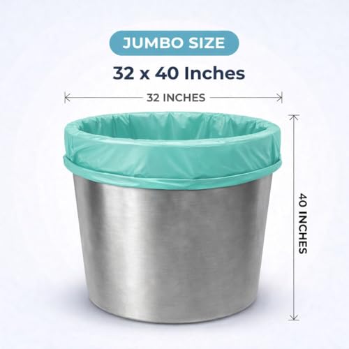 Image of Garbage Bags /Dustbin Bags - 120 Micron Heavy - Duty Trash Bags (32 x 40 Inches) - Jumbo Leak -Proof Bin Liners for Kitchen, Office - 500g Pack (Green, Pack of 1) - 4 Bags