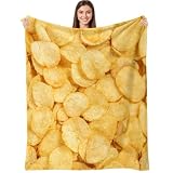 Lifeella Realistic Potato Chips Throw Blanket, Super Soft Warm Flannel Fleece Nap Food Blankets for Couch Dorm Sofa Room, Funny Gag Gifts for Teenage Boys and Girls, 50×60 inch