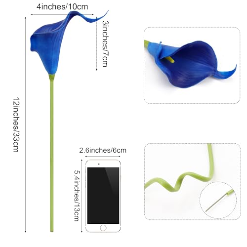 Image of SITUMEIZI 24 Pcs Fake Blue Flowers Artificial Calla Lily