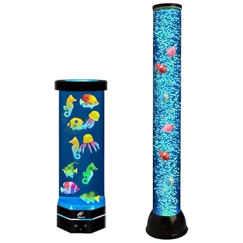 Lightahead Bundle of 2 Aquariums Including Extra Large 4 FT LED Fantasy Bubble Fish Tube Fake Aquarium and Fish Lamp Cover