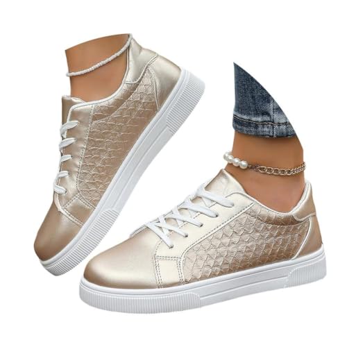 shownicer Baskets Femme Plateau Sneakers Décontractées Sport Jogging Chaussures A Or 36