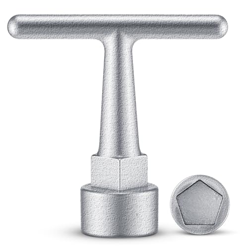 Image of Enhon Curb Box Wrench for Pentagon Curb Boxes, Water Meter Wrench for Penta Socket, T Handle Penta Tool, Water Valve Shut Off Tool(1 Pack,Silver)