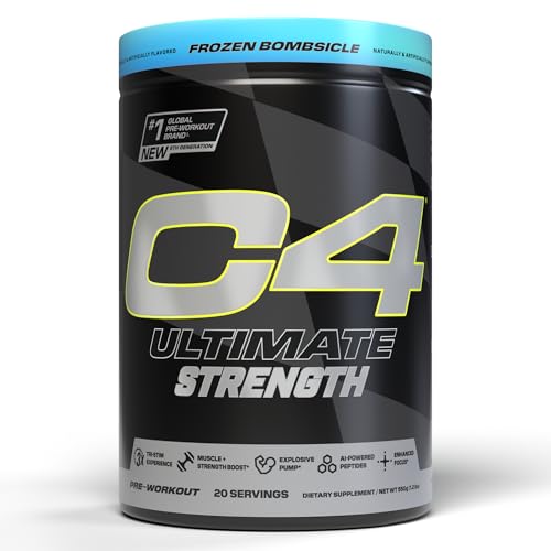 Image of Cellucor C4 Ultimate Strength Pre Workout Powder - Tri-Stim Experience 300mg Caffeine+TeaCrine+Dynamine - Creatine & Beta-Alanine - Energy Supplement for Men & Women - Frozen Bombiscle, 20 Servings