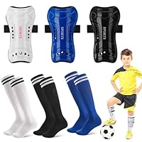 Zuimei 3 Pair Football Shin Pads Boys Girls Shin Guards Kids with Kids Football Socks Soccer Training Equipment for Junior Childrens