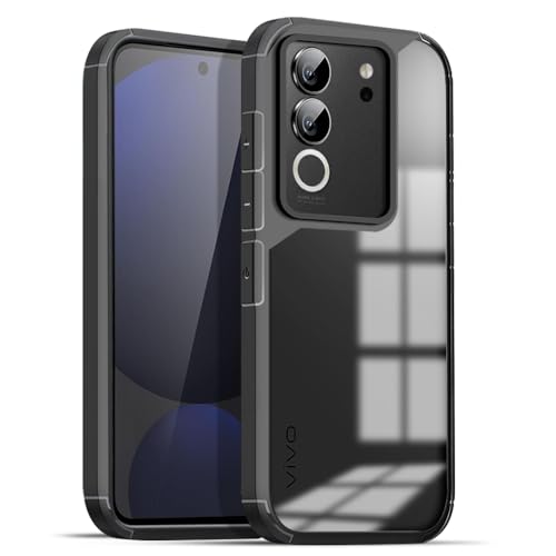 Image of KARWANBack Cover |Shockproof Bumper Case | Full Camera Protection | Raised Edges | Super Soft Side TPU | Bumper Case for Vivo V29 - Black