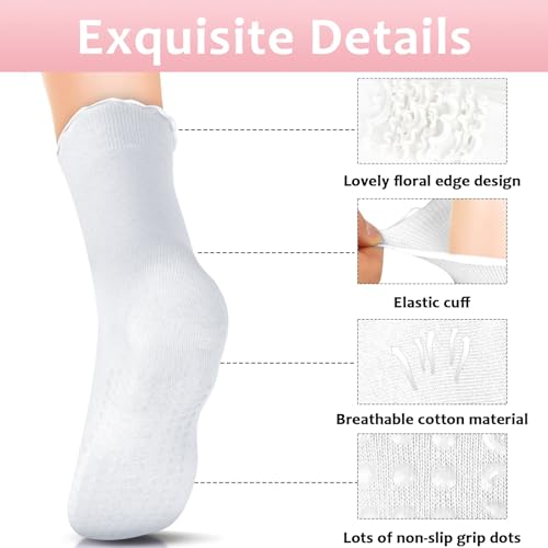Image of Pilates Socks with Grips for Women, 4 Pairs White Pilates Grips Socks Yoga Socks for Women Non Slip, Barefoot, Dance, Workout, Hospital Socks