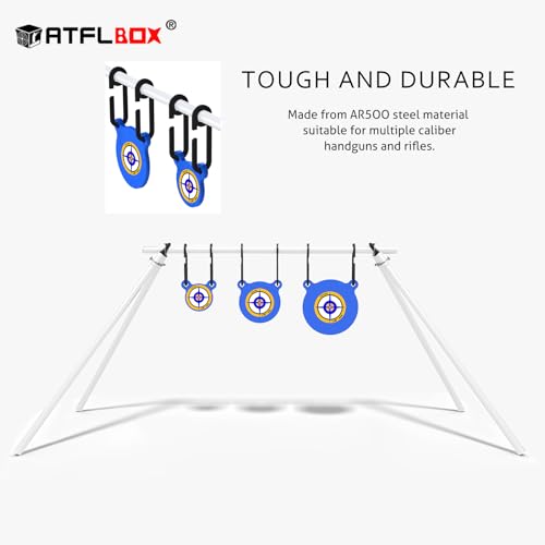 Atflbox 3/8\'\' AR500 Steel Target Combo Set, 4\'\' 6\'\' 8\'\' AR500 Gong Targets, Complete AR500 Steel Kit Fit for 1 Inch OD Conduit - Thumbnail 2