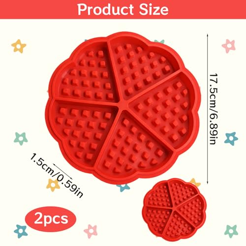 BaZuyunMd 2 Stücke Waffelform Für Airfryer,Silikon Waffelform Airfryer,Herzform Silikonform Waffeln Airfryer,Backutensilien, Geeignet Für Die Zubereitung Von Belgischen Waffeln (Rot)