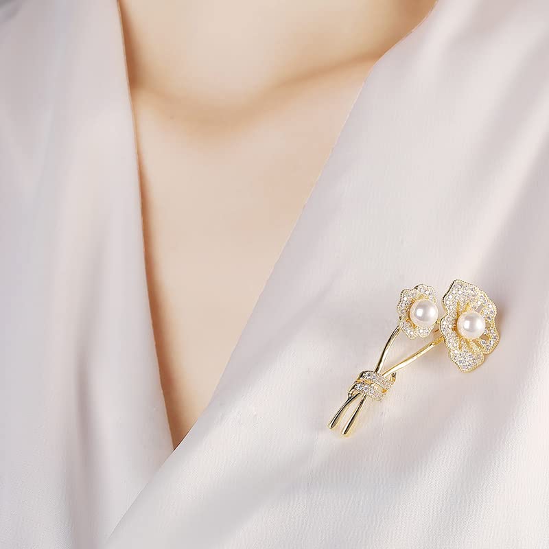 Spilla con perle gioielli per donne moda regalo di Natale moglie mamma fidanzata, anniversario compleanno gioielli raffinati regali per lei NO95521, metallo, perla