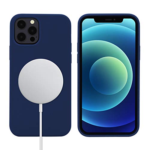 Beenate PETERONG Hülle Silikon mit Magnete für iPhone 12 Pro Max (6,7 Zoll), Kompatibel mit MagSafe, Silikon Handyhülle, Schutzhülle Case Cover, Stoßfest Anti-Kratzer Voller Schutz Case(Navy blau) Cover