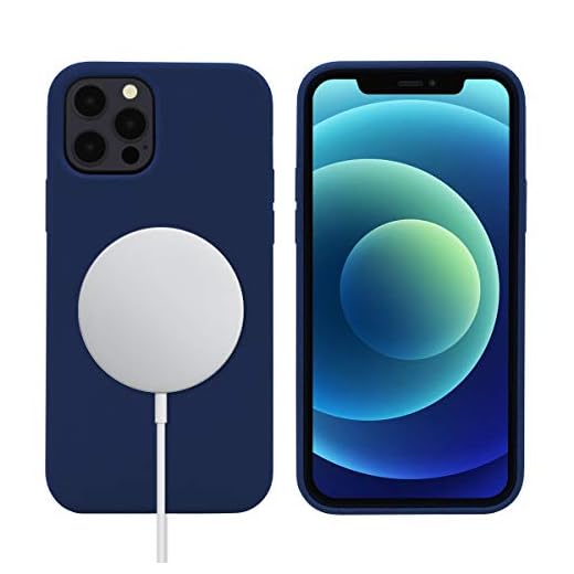 PETERONG skal silikon med magneter för iPhone 12 Pro Max (6,7 tum), kompatibel med MagSafe, silikon mobilskal, skyddsskal Case Cover, Stöttålig Anti-repor Fullt skydd Case (Navy blå)