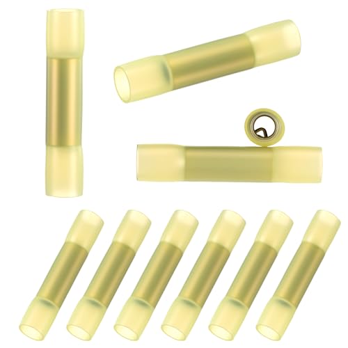 10Pcs 8 AWG Heat Shrink Butt Connectors, Insulated Waterproof Crimp Terminal Splice for Automotive Home Electrical Marine Grade Connector (Yellow)