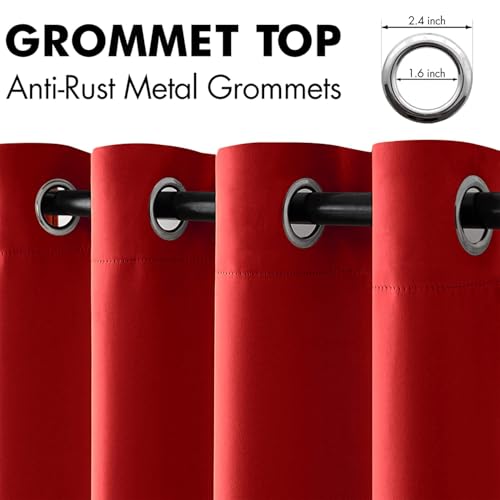 MIULEE Christmas Blackout Curtains Room Darkening Thermal Insulated Drapes Solid Window Treatment Set Grommet Top Light Blocking Curtain for Living Room/Bedroom 2 Panels 42x63 inch, Red