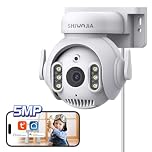 SHIWOJIA Telecamera Wi-Fi Esterno, 5MP 360° PTZ Videocamera di Sorveglianza con Auto Tracking, Rilevamento del Movimento, Smart Life Camera TUYA Compatibile con Alexa