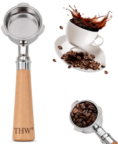 Image of THW Bottomless Portafilter Coffee Machine 51mm Dining & Bar | Small Kitchen Appliances | Coffee Makers | cafetaria | Espresso Coffee spares (Wooden Handle)(FOR INDIAN COFFEE MACHINES ONLY)