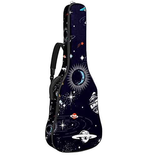 Housse de guitare antichoc de 106 cm avec rembourrage épais et motif étoiles de l'espace