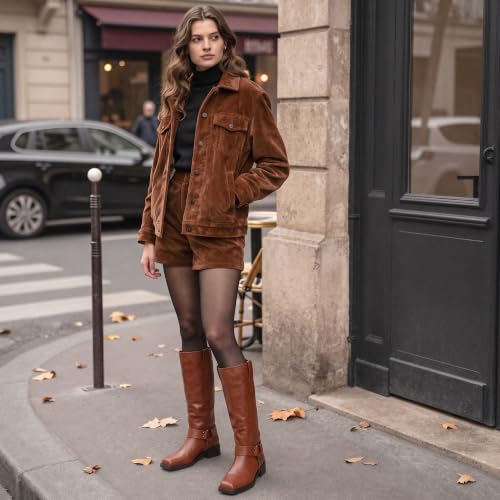 Image of Women's Knee High Moto Biker Buckle Boots
