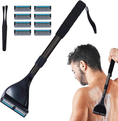ETbyto Back Shaver for Men - Retractable Long Handle Back Hair and Body Shavers,Replaceable...