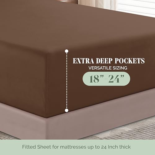 Elegant Comfort Luxury 1500 Premium Hotel Quality Microfiber 4-Piece Sheet Set - Soft, All Around Elastic 18-24 Inches Deep Fitted Sheet - Extra Deep Pocket Sheets, California King, Taupe