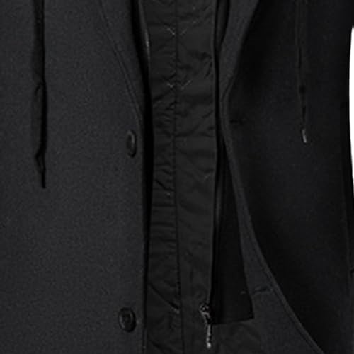 Men's Hooded Wool Peacoat Winter Single Breasted Casual Male Jacket Wool Blend Overcoat with Detachable Hoodie4