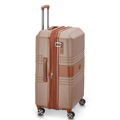 Image of DELSEY PARIS Paulette 69.5 cms Medium Check-in ABS /Polycarbonate Hard Sided 8 Wheels and Expandable Spinner Suitcase /Trolley Bag for Travel with TSA Lock- Brown