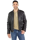 Cole Haan Signature Men's Zip Front Faux Leather Moto Jacket, Black, Medium