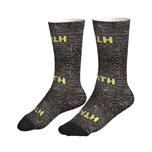 School Math Printing Mid-Tube Athletic Sock,Breathable, Non-Pilling, Perfect For Sports & Casual Wear,Hiking & More3