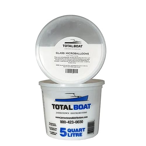 TotalBoat Fiberglass Micro Balloons - White Glass Microspheres Filler for Epoxy Resin and Polyester Resin (5 Quart)