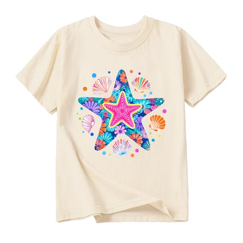 Girls Floral Coquette Seashell Shirt Coastal Boho T Shirt Starfish Vibes 90s Vintage Style Shirt