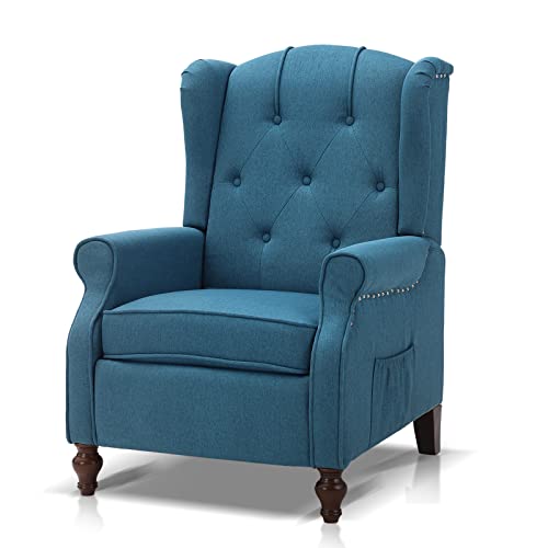 Titimo Accent Pushback Recliner Massage Chair With Heating Wingback Recliner Adjustable Backrest Armchair With Padded Seat Nailhead Trim For Small Home Office Living Room (Grey) #TOP27