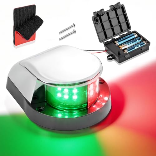 Botepon Battery Operated Boat Led Navigation Lights, Tool-Free Installation, IP67 Waterproof USCG LED Red and Green Boat Bow Lights for Fishing Boats, Center Console Boats