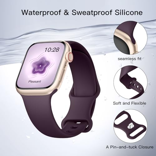 Image of Sport Silicone Band Compatible with Apple Watch Bands 40mm 38mm 41mm 44mm 45mm 42mm 49mm Women Men,Soft Wristband Waterproof Replacement Sport Strap for iWatch Bands Series 9 8 7 6 5 4 3 2 1 SE Ultra