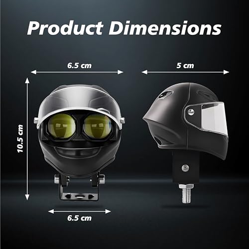Image of OBEROI'S TRADERS Universal Motorcycle LED Fog Light Helmet Design | Dual Color White & Yellow | High /Low Beam | Waterproof Auxiliary Lamp for Bike & Scooter (Pack of 2)