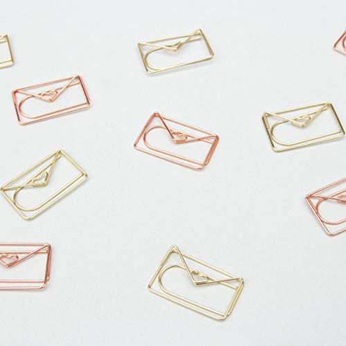 Good Design Works Briefumschlag-Büroklammern I Schreibtischzubehör fürs Büro I Roségold & Goldklammern I Witzige Schreibwaren
