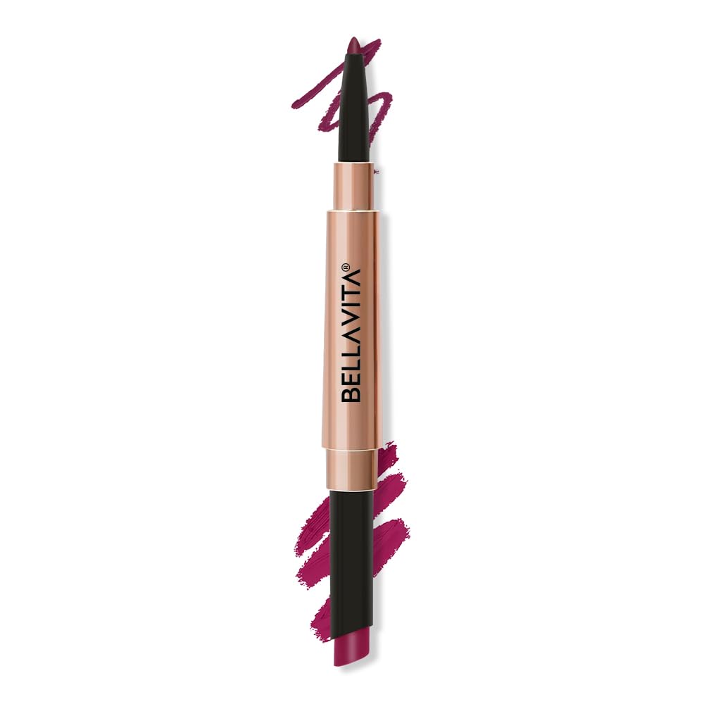 BELLAVITA Twin Flame 2-in-1 Lipstick & Lip Liner Duo | Define & Color | Gives Fuller-Looking Lips | Highly Pigmented Formula | One-Swipe Application | Smudge-Proof Matte | Long-Lasting | Bold Pink-picture-12