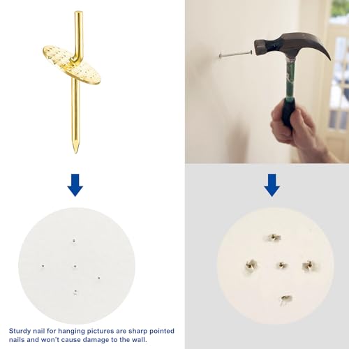 Image of 50pcs Picture Hanging Nails, Eikvivn Picture Hangers Holds 10-60lbs, One Step Hangers,Picture Hanging Pins for Drywall, Picture Frame, Canvas, Mirror Hanging Decoration