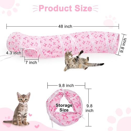 Image of Glittme Cat Tunnel, Cat Tunnels for Indoor Cats, S-Shape Peekaboo Cat Cave with Cat Toys, Foldable Cat Tubes and Tunnels for Cats, Rabbit, Puppy, Guinea Pig