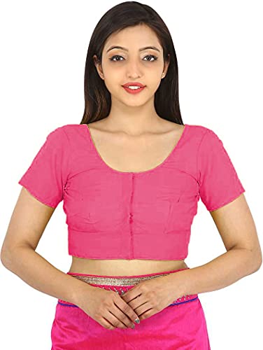 Image of Namita Round Neck Readymade Pure Cotton 2by2 Blouse Combo (Froly-Chestnut) Size: (38)