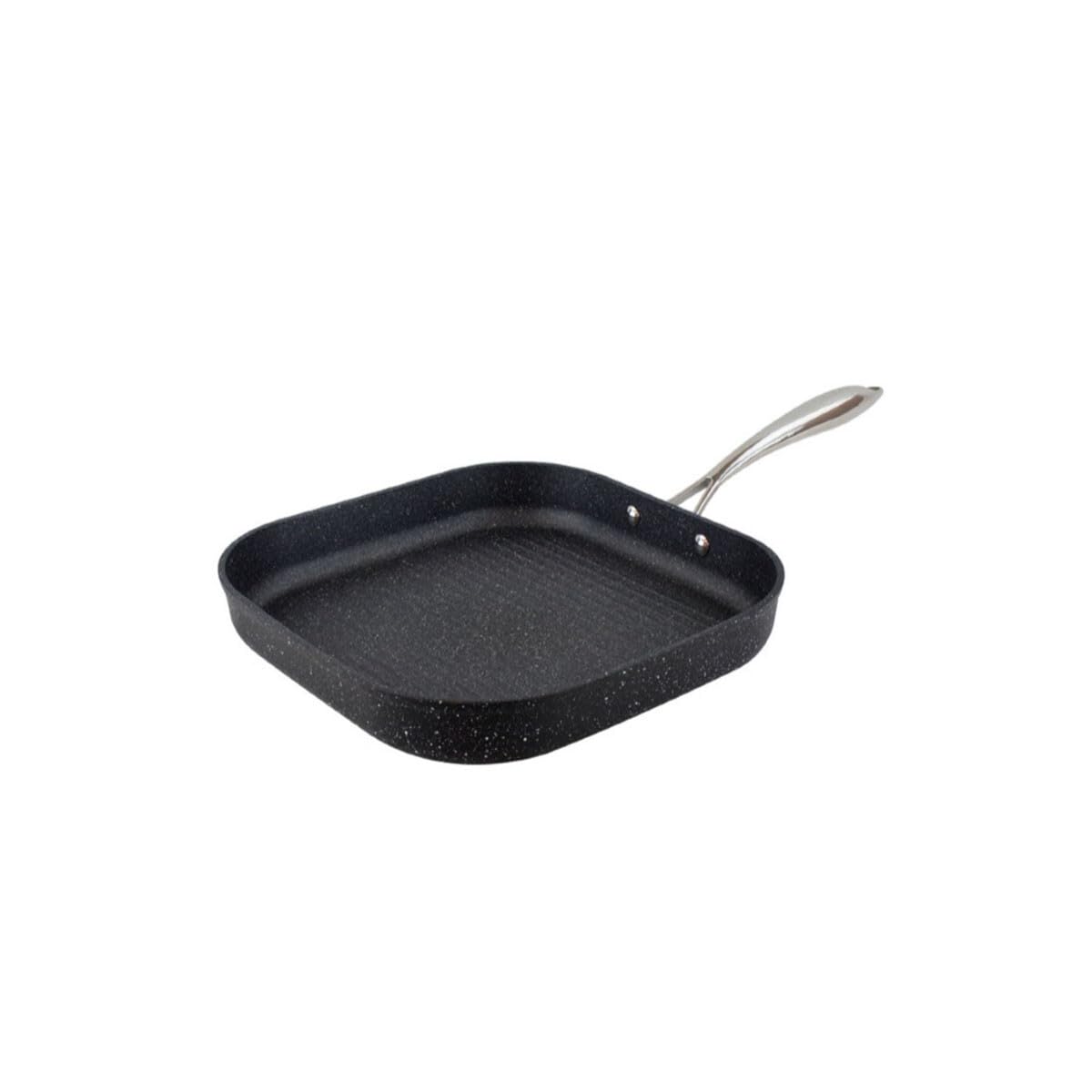 eaziglide Neverstick 3 Quadratische Grillpfanne aus Aluminium und Edelstahl in der Farbe Schwarz, Durchmesser: 28cm, IM1048