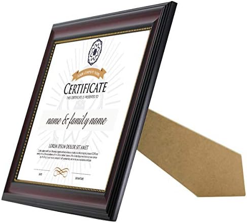 GraduationMall A4 Certificate Frame Diploma Frames Document Picture Holder Glass Wall & Tabletop Design,Mahogany with Gold Beaded