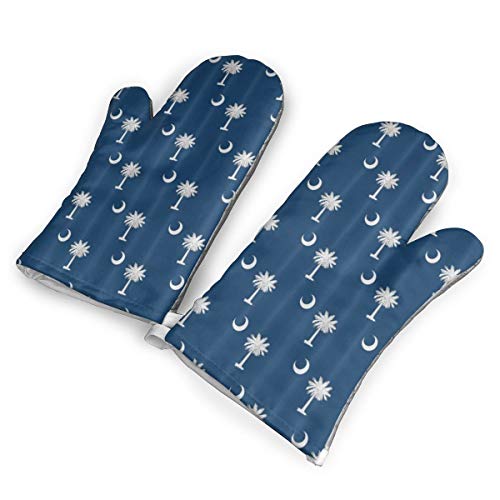 South Carolina Flag Kitchen Oven Mitt Heat Resistant with Quilted Cotton Lining,Non-Slip Surface