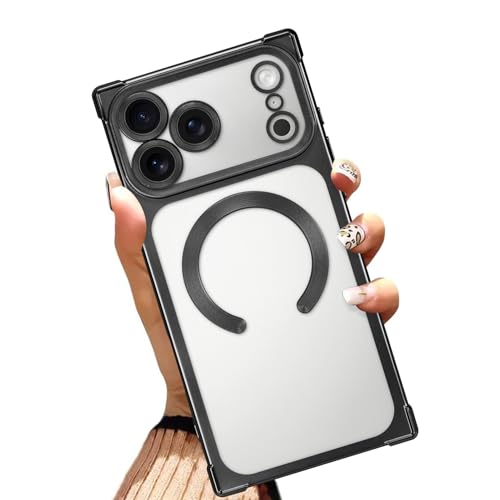 AIGOMARA Magnetic Clear Phone Case Made for iPhone 17 Pro 6.3 Inch, Black