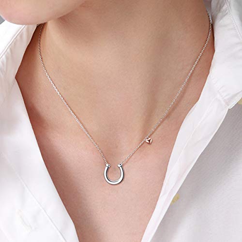 POPLYKE Horseshoe Necklace for Women Sterling Silver Horse Jewelry Gifts for Women2
